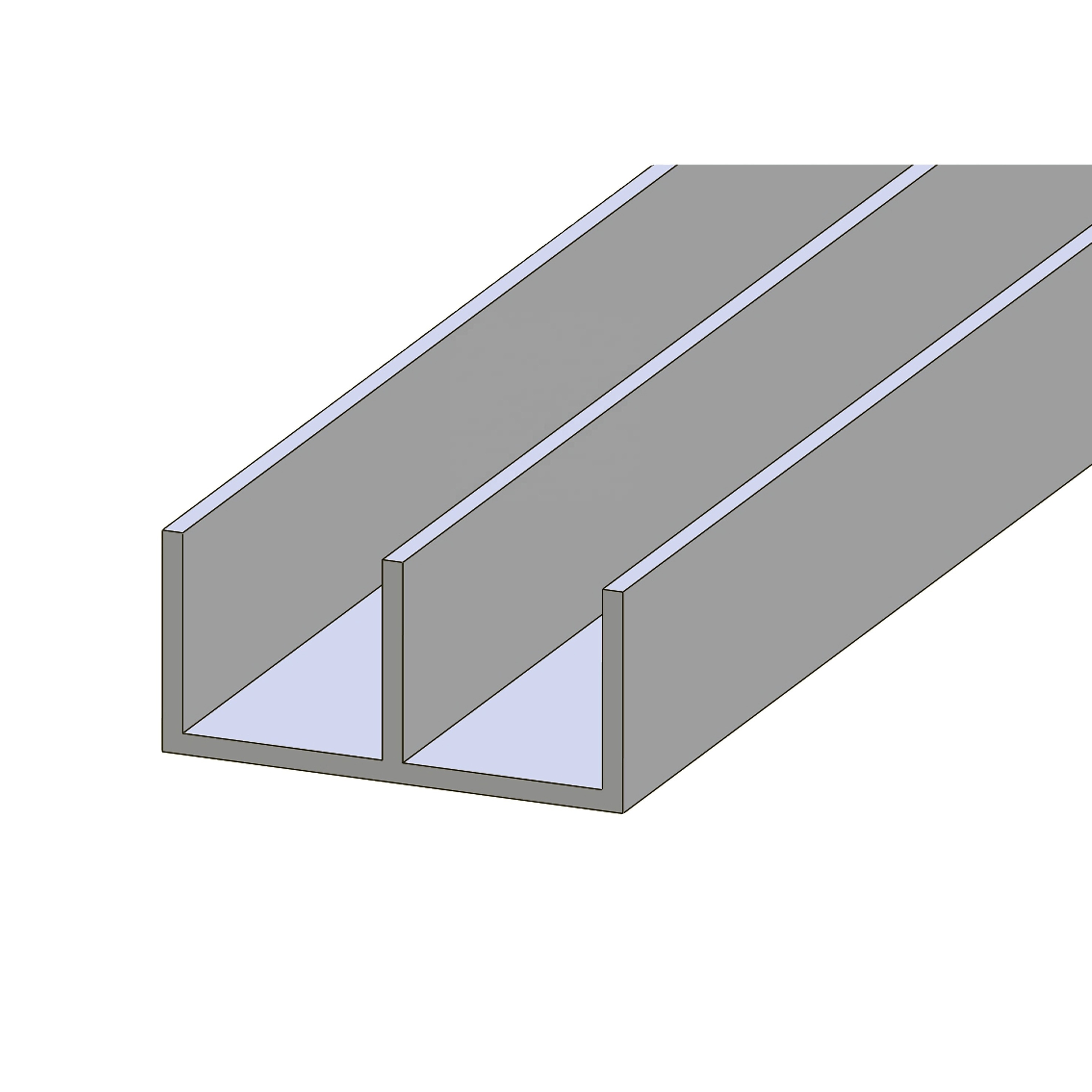 Glass Glazing Taiwan Aluminum Extrusion Double Channel Sliding Track Bar