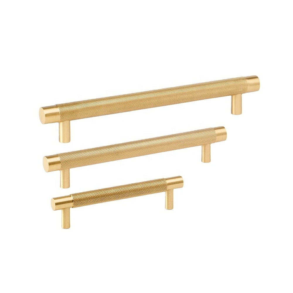 Solid Brass Gold Knurled Brushed Brass Cabinet Wardrobe Door Handle Kitchen Cupboard Handles