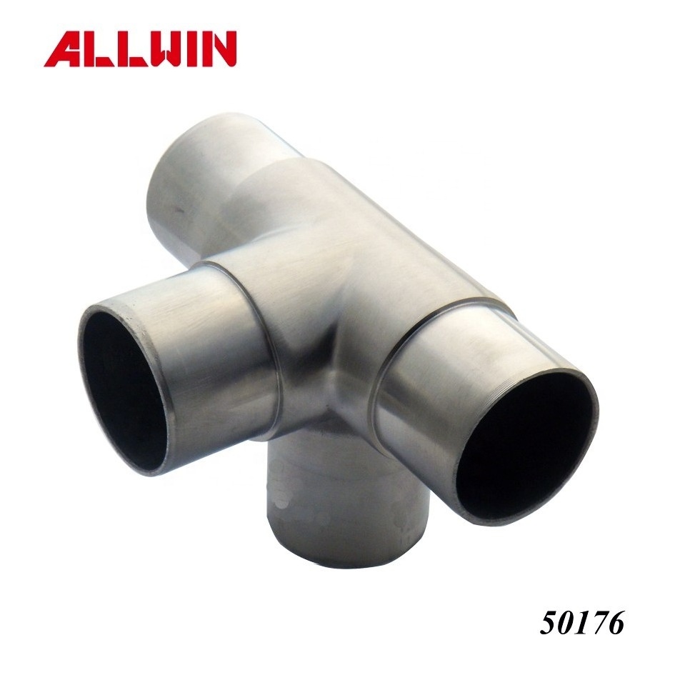 38.1mm 40mm Stainless Steel Cross Pipe Fittings 4 Way Square Tube Connectors