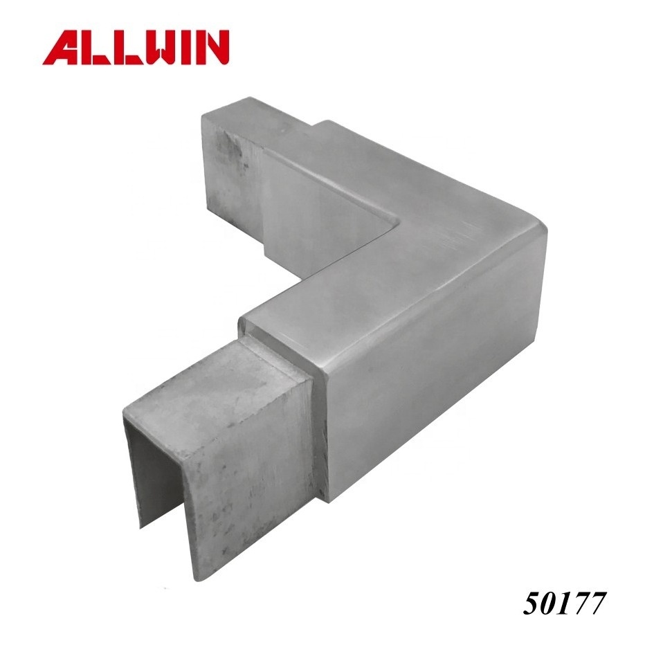 Glass Glazing Cap Rails Wall Mounted Bracket Slot Tube U-Channel Bracket Connector Stainless Steel Pipe Fittings