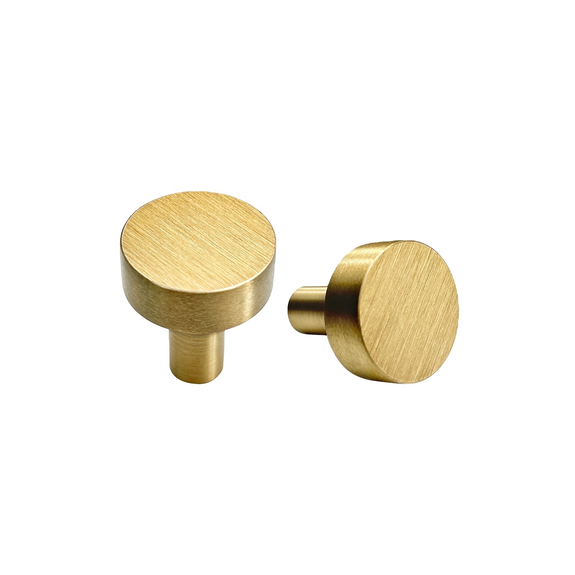 Brushed Brass Cabinet Knob Round Solid Brass Drawer Knob Furniture Hardware