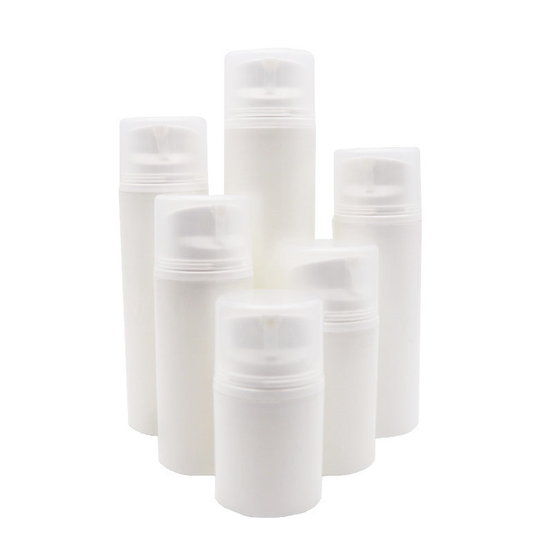 Airless pump bottle white plastic 30ml 50ml 80 ml 100 ml 120ml 150ml 200ml airless vacuum cosmetic pump bottle with custom logo