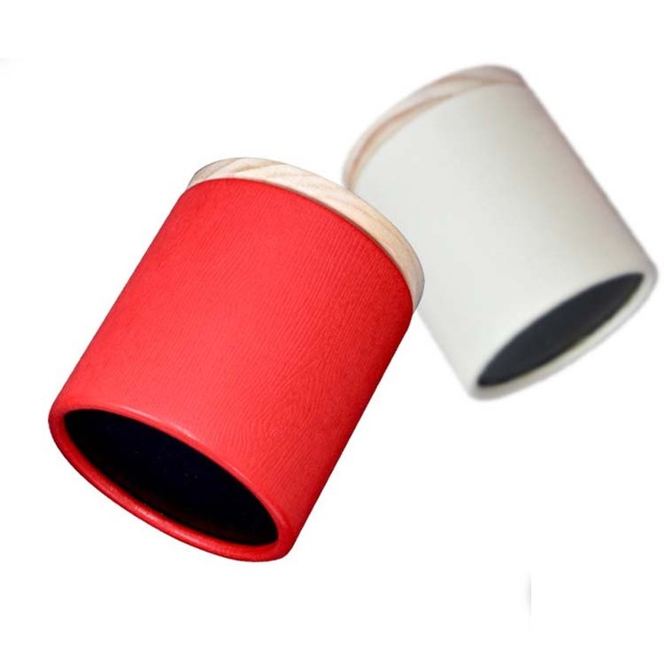 paper cylinder box food grade tin tube for tea packaging paper coffee boxes with wood lid