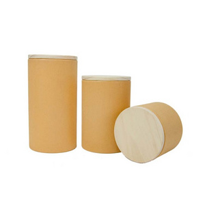 paper cylinder box food grade tin tube for tea packaging paper coffee boxes with wood lid