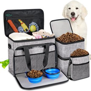 Portable Airline Approved Customized Foldable Carrier Travel Bag Set Dog Cat Pet Food Bags