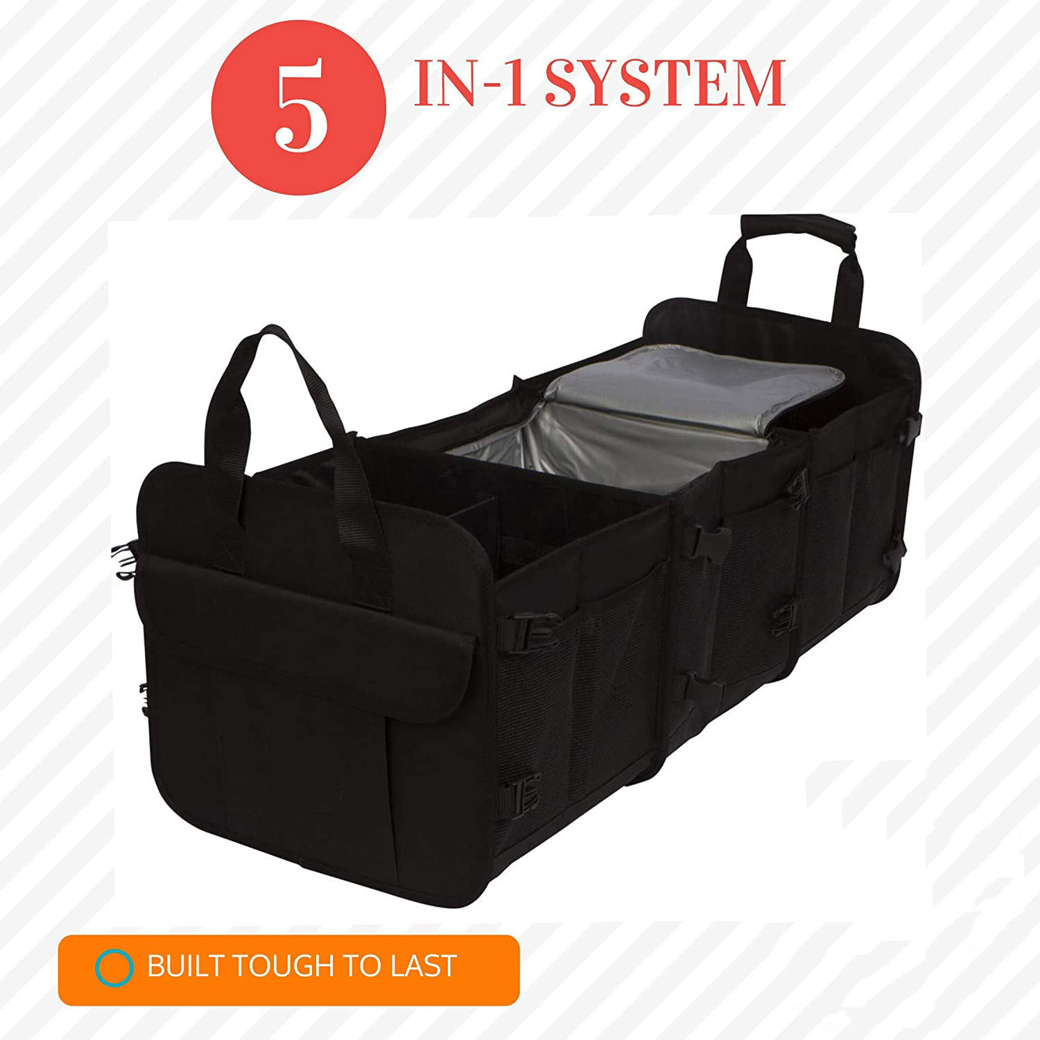 Multifunctional Collapsible Waterproof Boot Storage Bag Box Car Trunk Organizer With Cooler