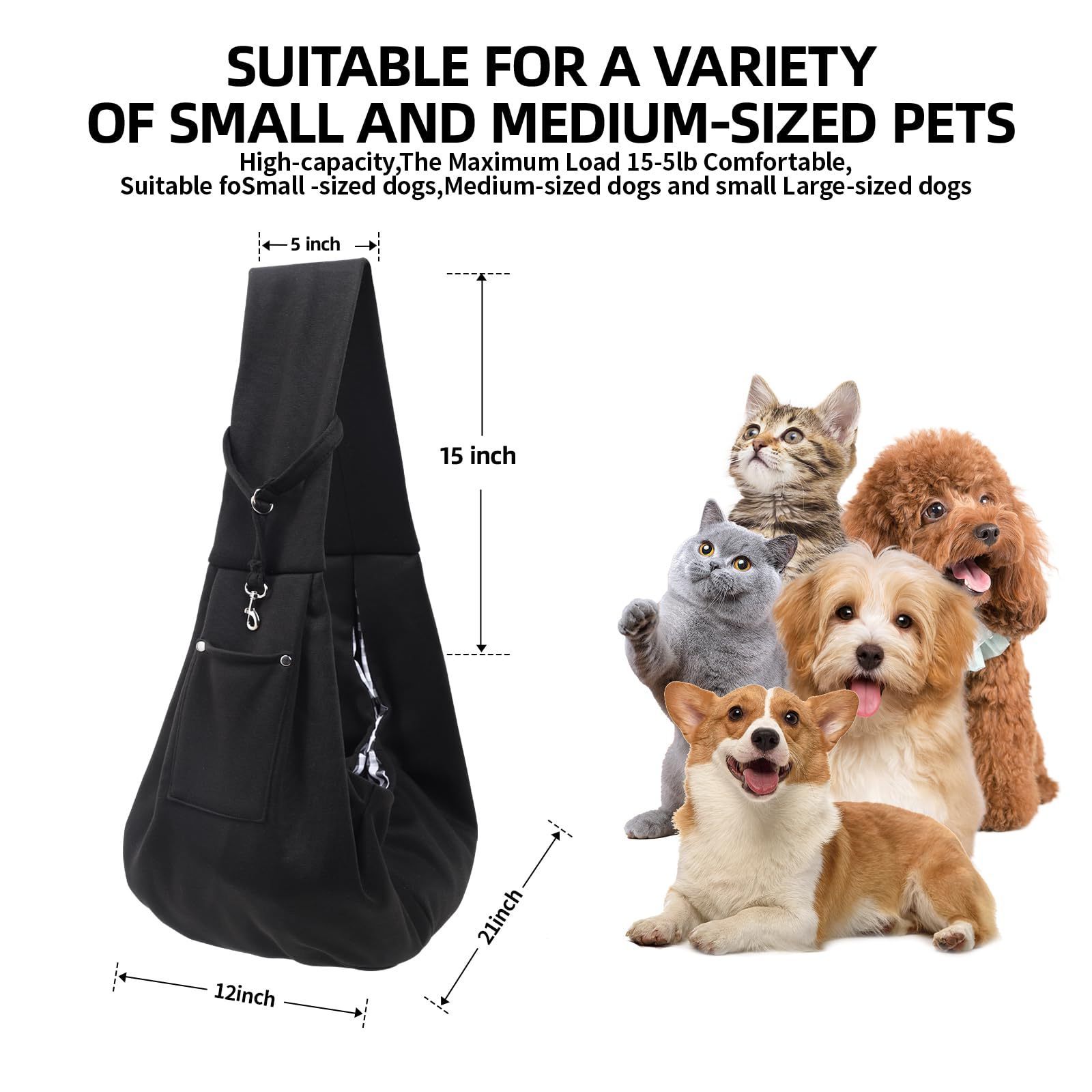 Travel Outdoor Safety Harness Pet Carrier Purse with Storage Pocket Hand-Free Dog Puppy Cats Crossbody Sling Carrier