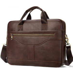 Vintage Men Travel Sling Office Business PU Laptop Sleeve Crossbody Messenger Bag Leather Briefcase