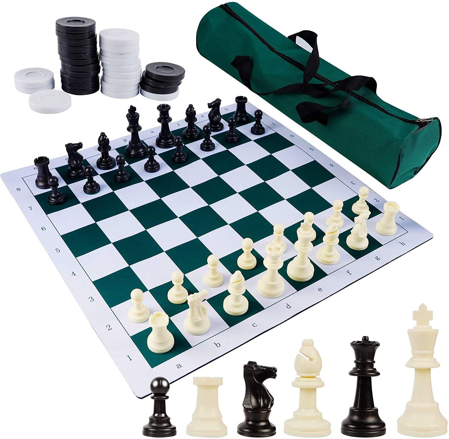 Custom Outdoor Folding Roll Up International Chess Set Backgammon Pu Leather Chess Game Board