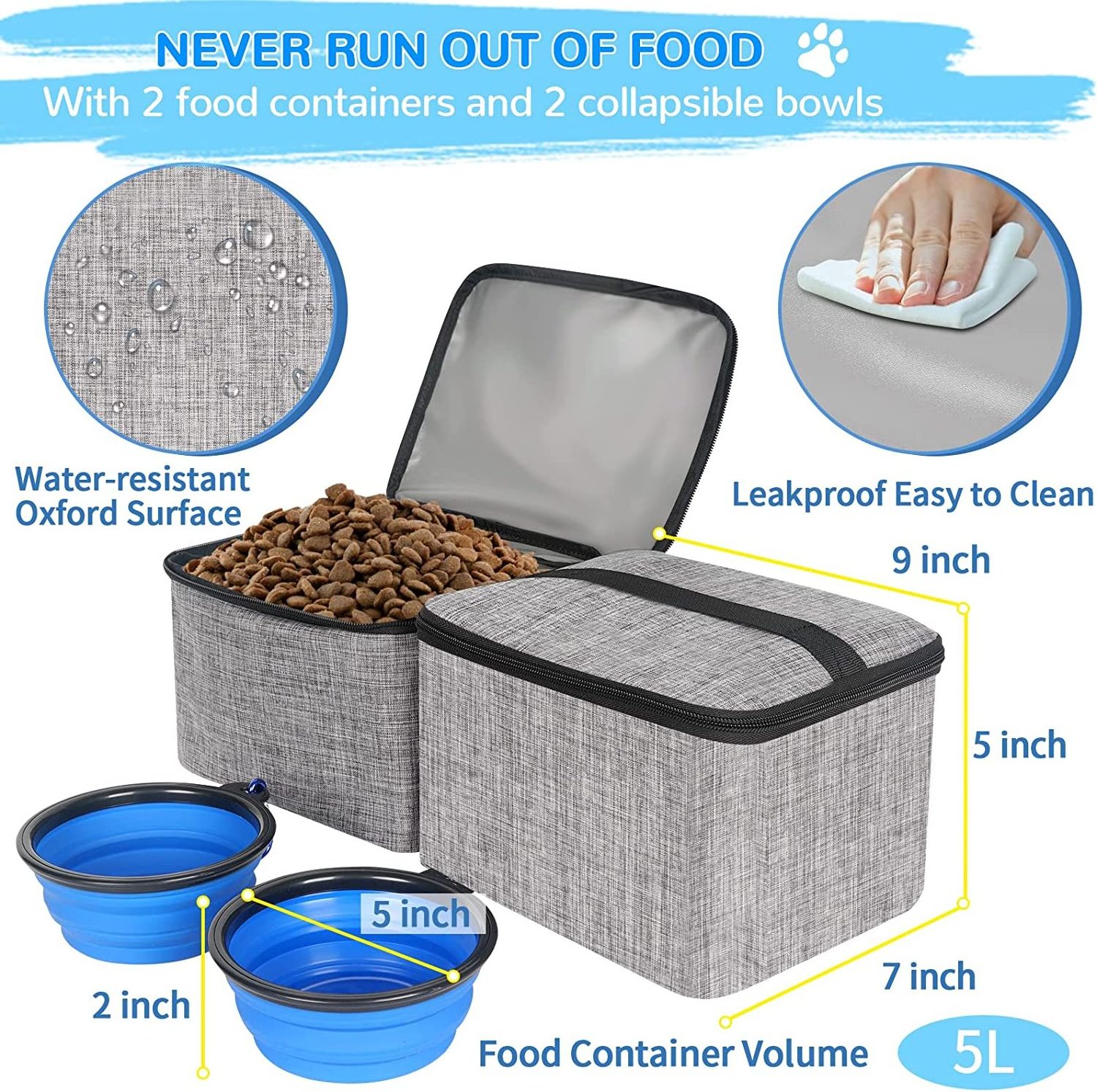 Portable Airline Approved Customized Foldable Carrier Travel Bag Set Dog Cat Pet Food Bags