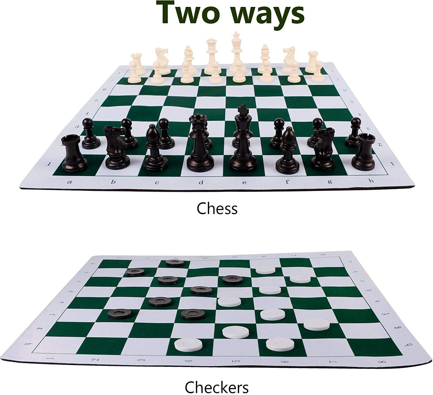 Custom Outdoor Folding Roll Up International Chess Set Backgammon Pu Leather Chess Game Board