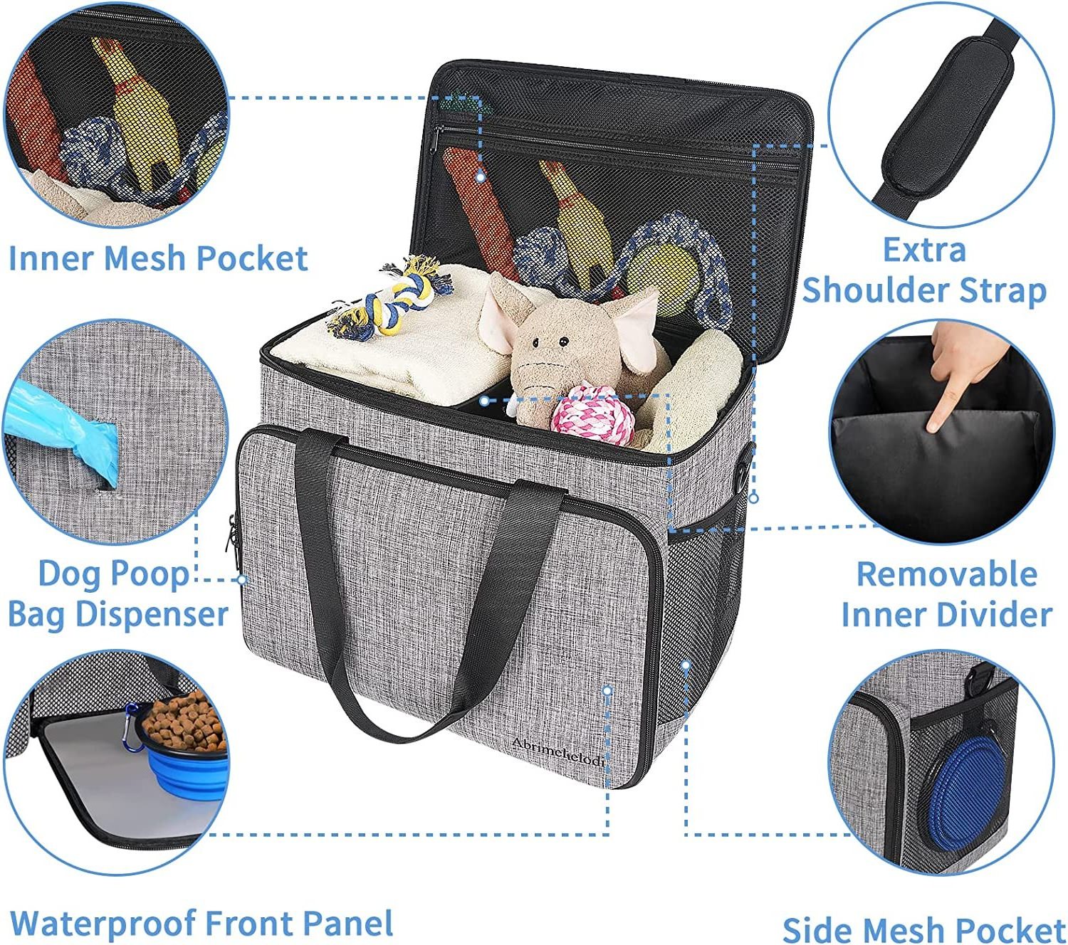 Portable Airline Approved Customized Foldable Carrier Travel Bag Set Dog Cat Pet Food Bags