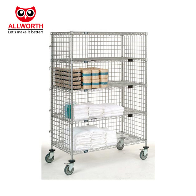 Four Layers Heavy Duty Commodity Kitchen Stainless Steel Chrome Wire Shelving