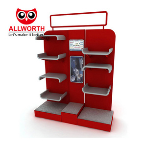 Retail Convenience Store Customized Wooden Metallic Utility Movable Display Stand Racks