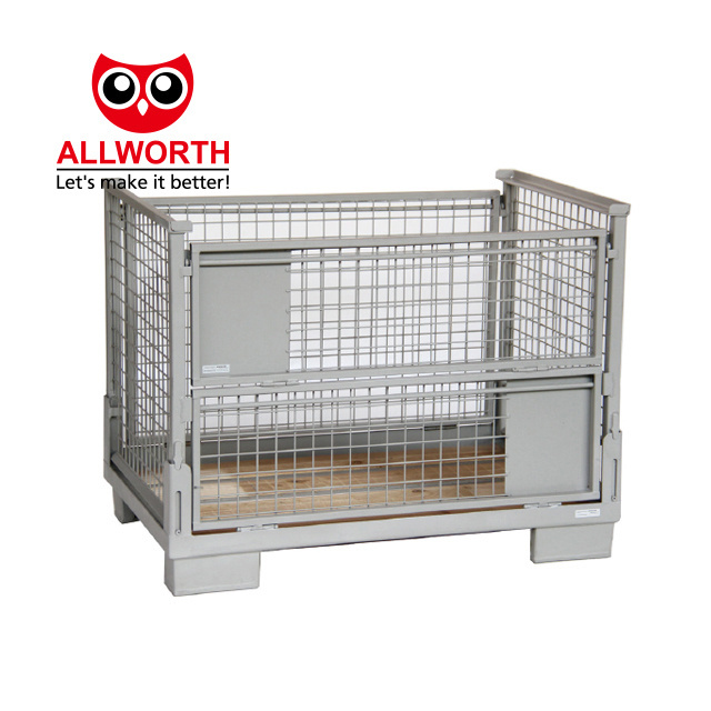 Warehouse Heavy Duty Wire Mesh Container Steel Storage Cage Metallic Stillage