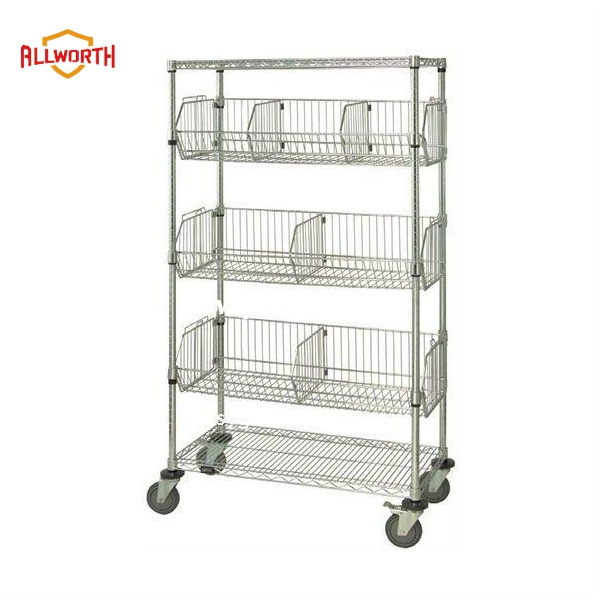 Best Price Home Storage 4 Tier Basket Shelf Wire Shelving