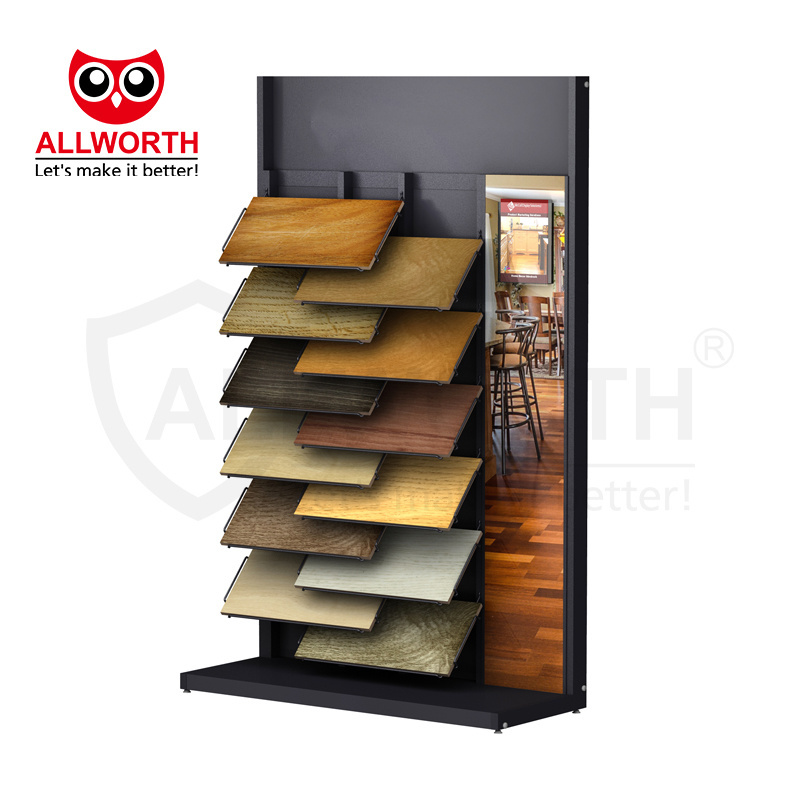 Spicy Food Beverage Display Wooden Metallic Utility Movable Display Racks Promotion Shelves