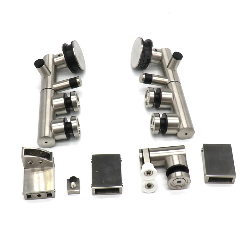 High quality SS 304 double sliding door hardware with 30*10mm square tube