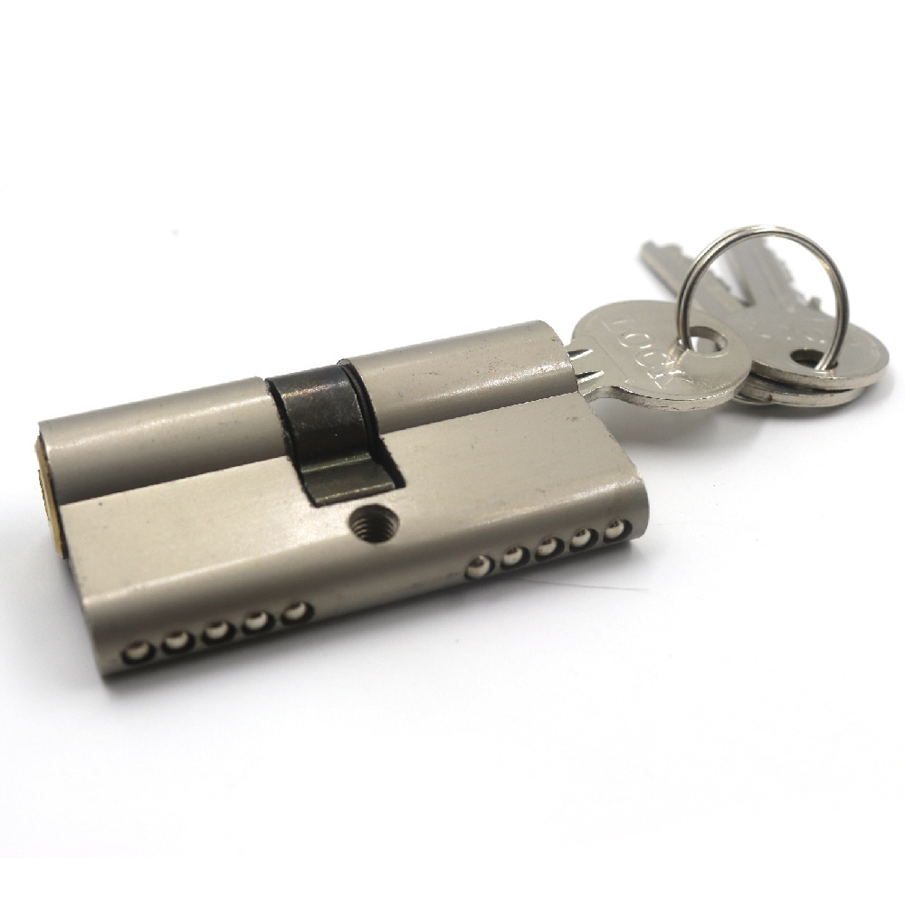 60mm zinc alloy brass solid double open door lock cylinder with key