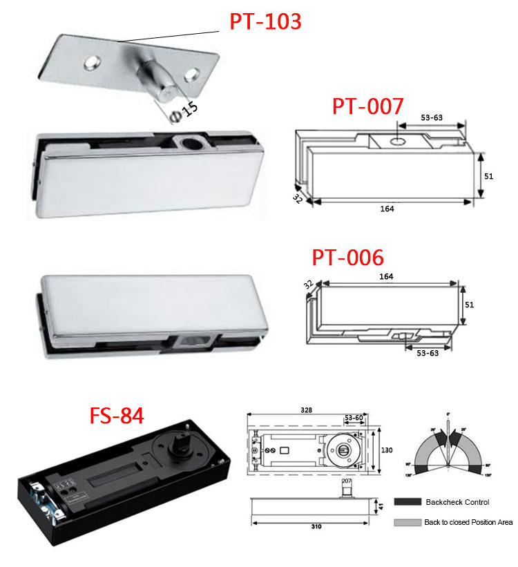 Swing Door Conceal Heavy Duty Stainless steel 304 two speed adjustable hydraulic floor spring