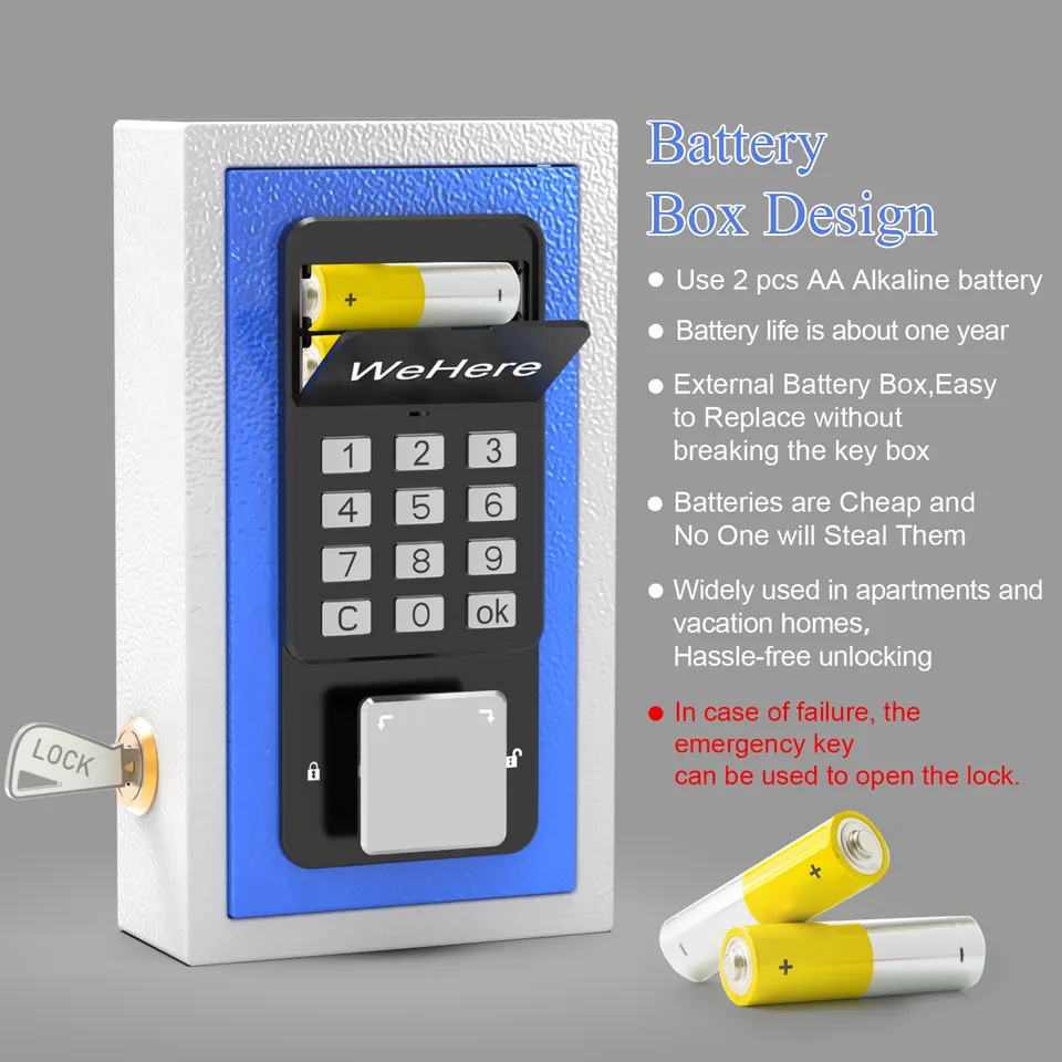 Smart Key Lock Box Electronic Locking Cabinet With App Password Key Box for Key Hidden Home/Office/Apartment/School/Hotel