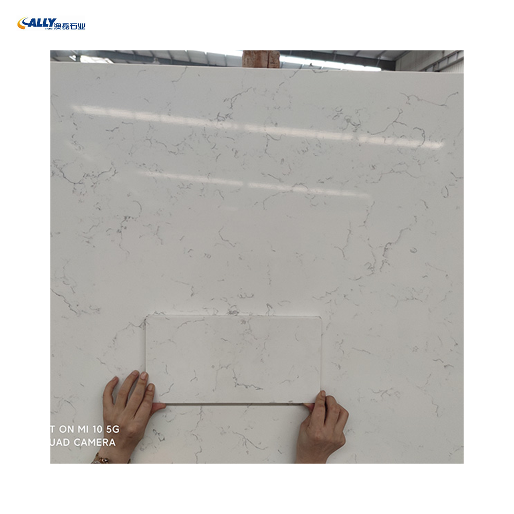 ALLY STONE quartz slab Carrara white artificial stone polished surface quartz for kitchen countertops and vanity tops