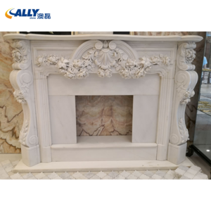 Allystone Supplier Fireplace Mantle  Beige Marble Fireplace  Interior Can Be Customized Fireplace