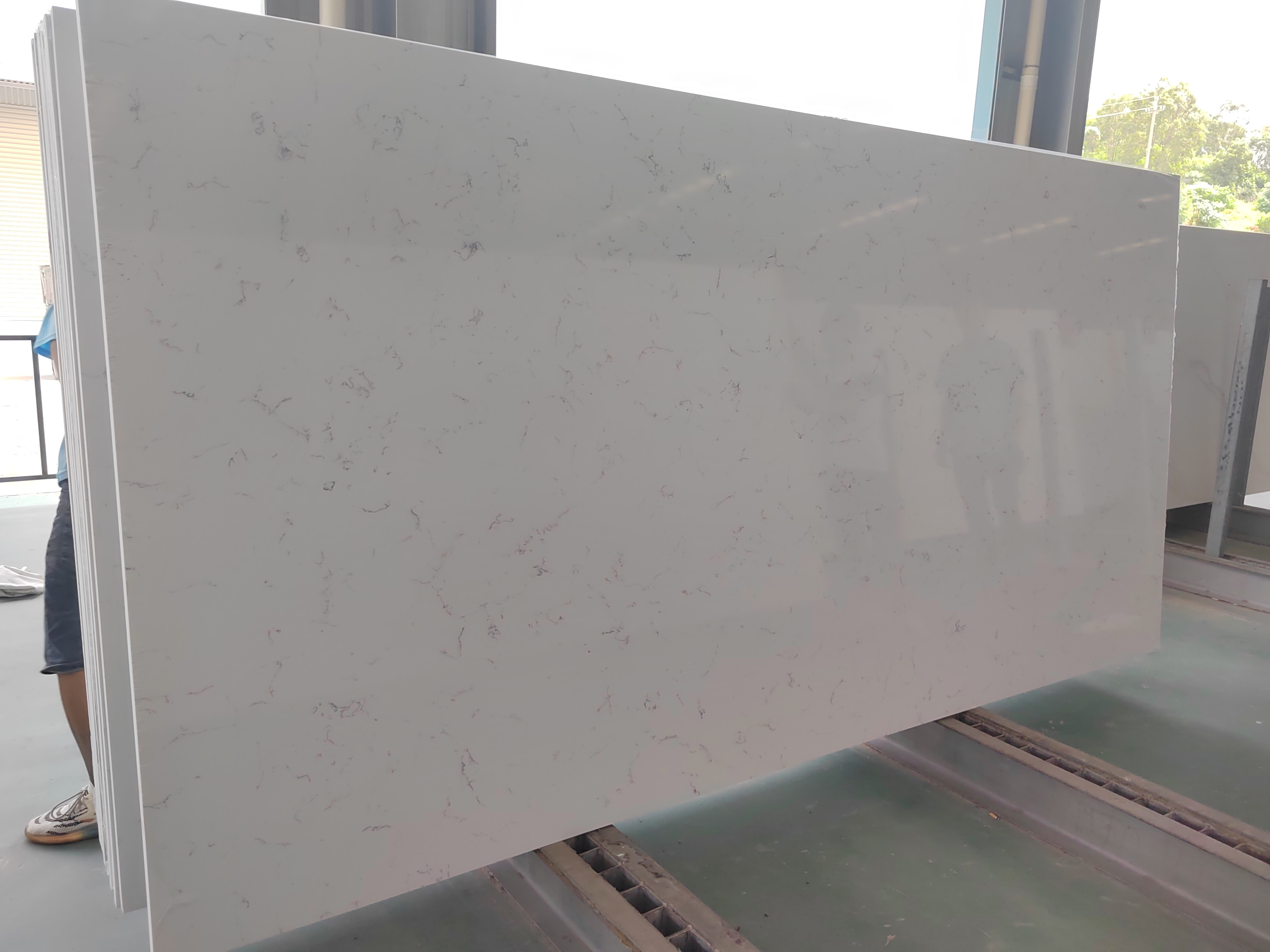 ALLY STONE quartz slab Carrara white artificial stone polished surface quartz for kitchen countertops and vanity tops