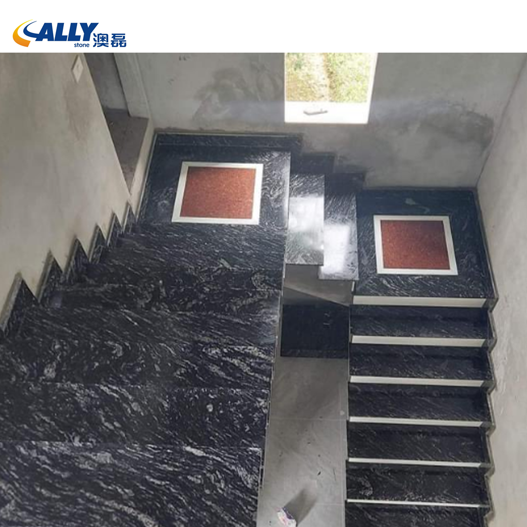 Allystone  Granite Manufactures Black Marquina Granite New Design Steps Anti Slip Granite Steps