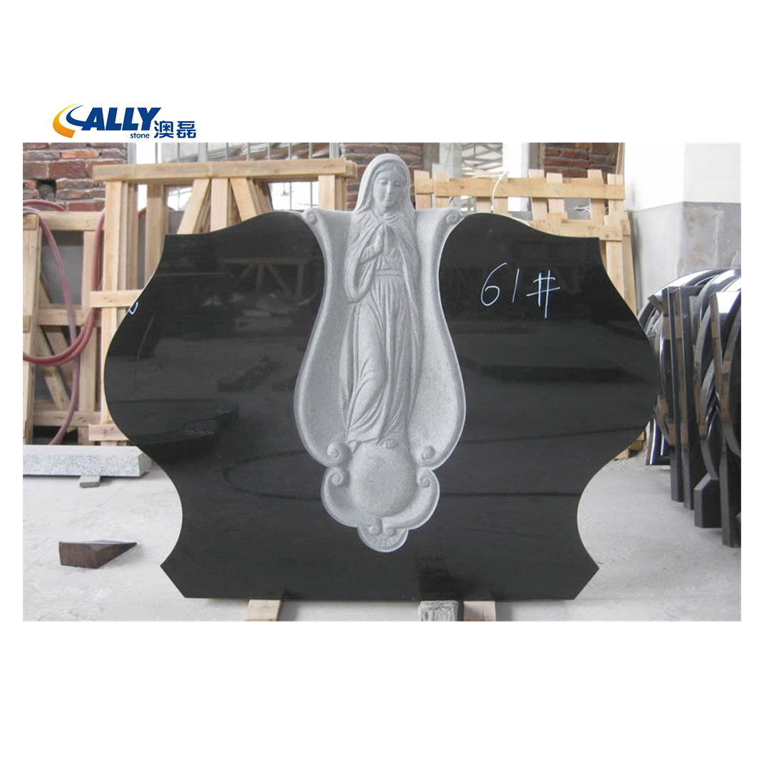 Factory Price Headstone Black White Granite Angel Girl Grave Stone Cemetery Tombstones and Monuments Gravestone