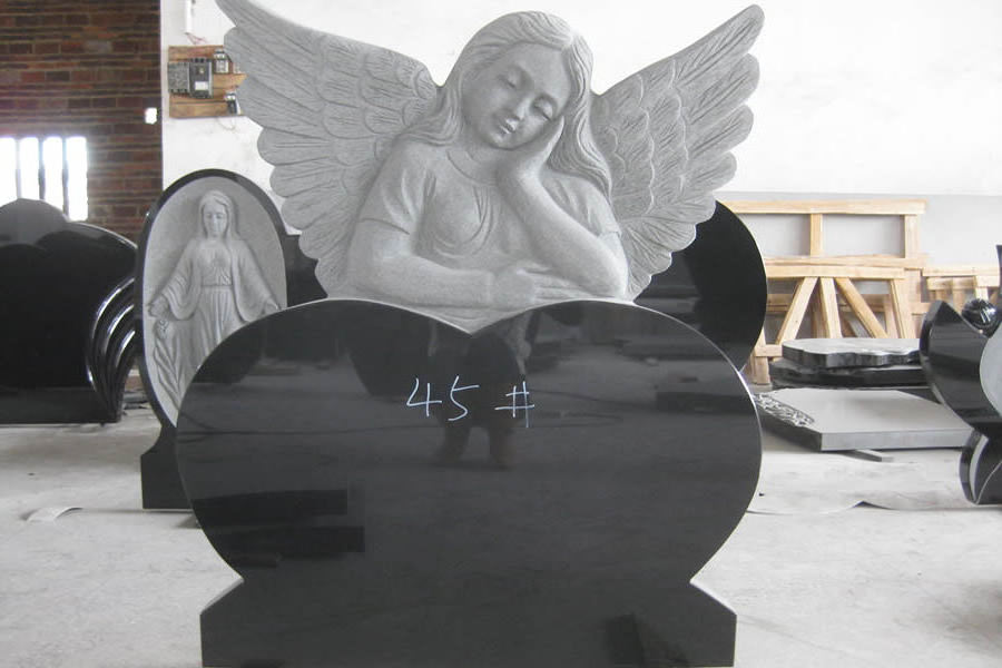 Factory Price Headstone Black White Granite Angel Girl Grave Stone Cemetery Tombstones and Monuments Gravestone