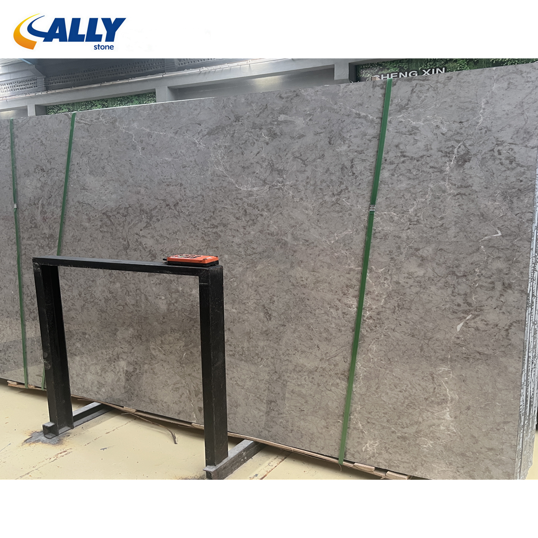 China Dark Gray Lovina Grey Marble Polished Slabs For Interior Flooring Natural Stone