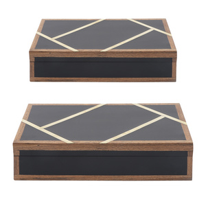 Wholesale Factory Price Square Shape Black Resin Brass Box with Fancy Style Jewelry Boxes from Indian Supplier