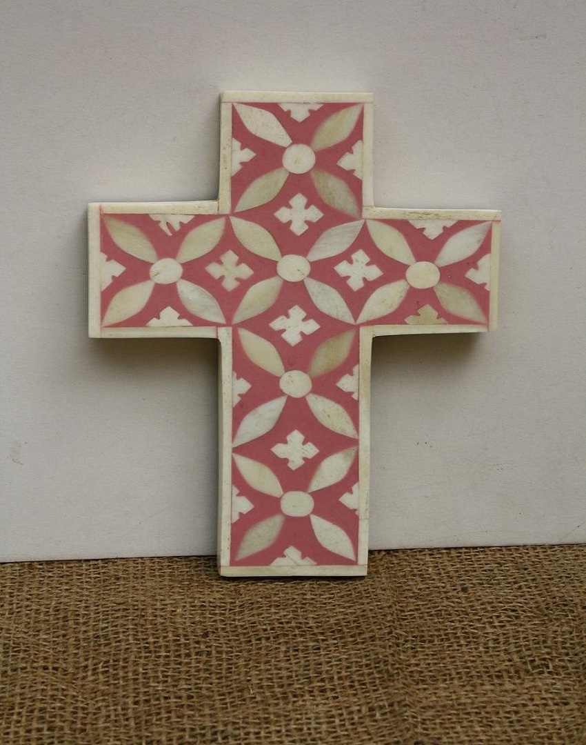 Christian Religious Home Decoration Cross Tableware Folk Art Ornaments Mascot Handmade Bone Inlay Cross Wall Decor