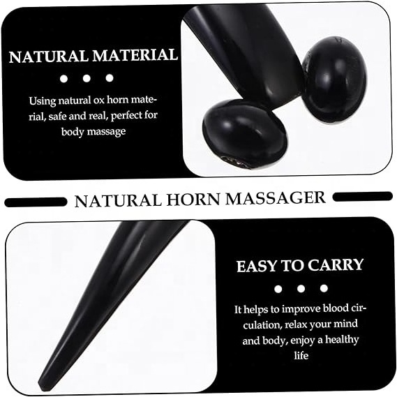 Natural Horn Facial Body Roller Massage Y-shape Roller Black facial Massager Natural Massage Tool Spa Salon Equipment