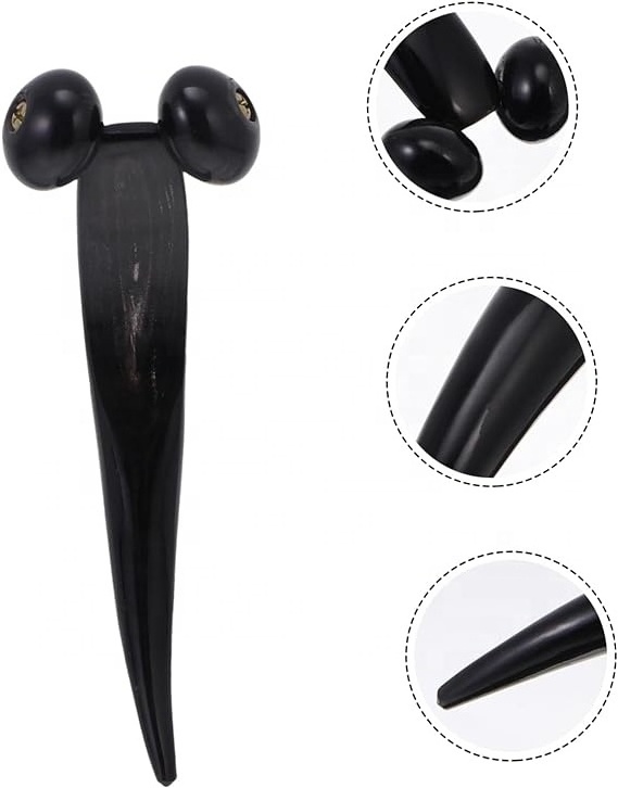 Natural Horn Facial Body Roller Massage Y-shape Roller Black facial Massager Natural Massage Tool Spa Salon Equipment