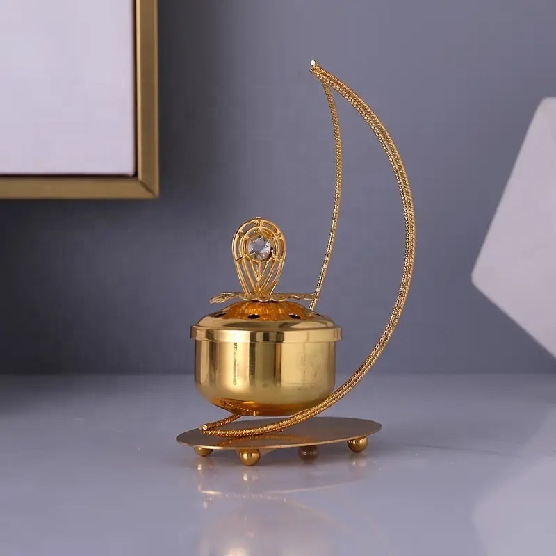 Luxury Mabkhara Gold Bakhoor Burner Handmade Bakhoor Jar Arabic Burner For Oud Ramadan Decoration Accessories