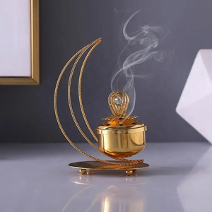 Luxury Mabkhara Gold Bakhoor Burner Handmade Bakhoor Jar Arabic Burner For Oud Ramadan Decoration Accessories