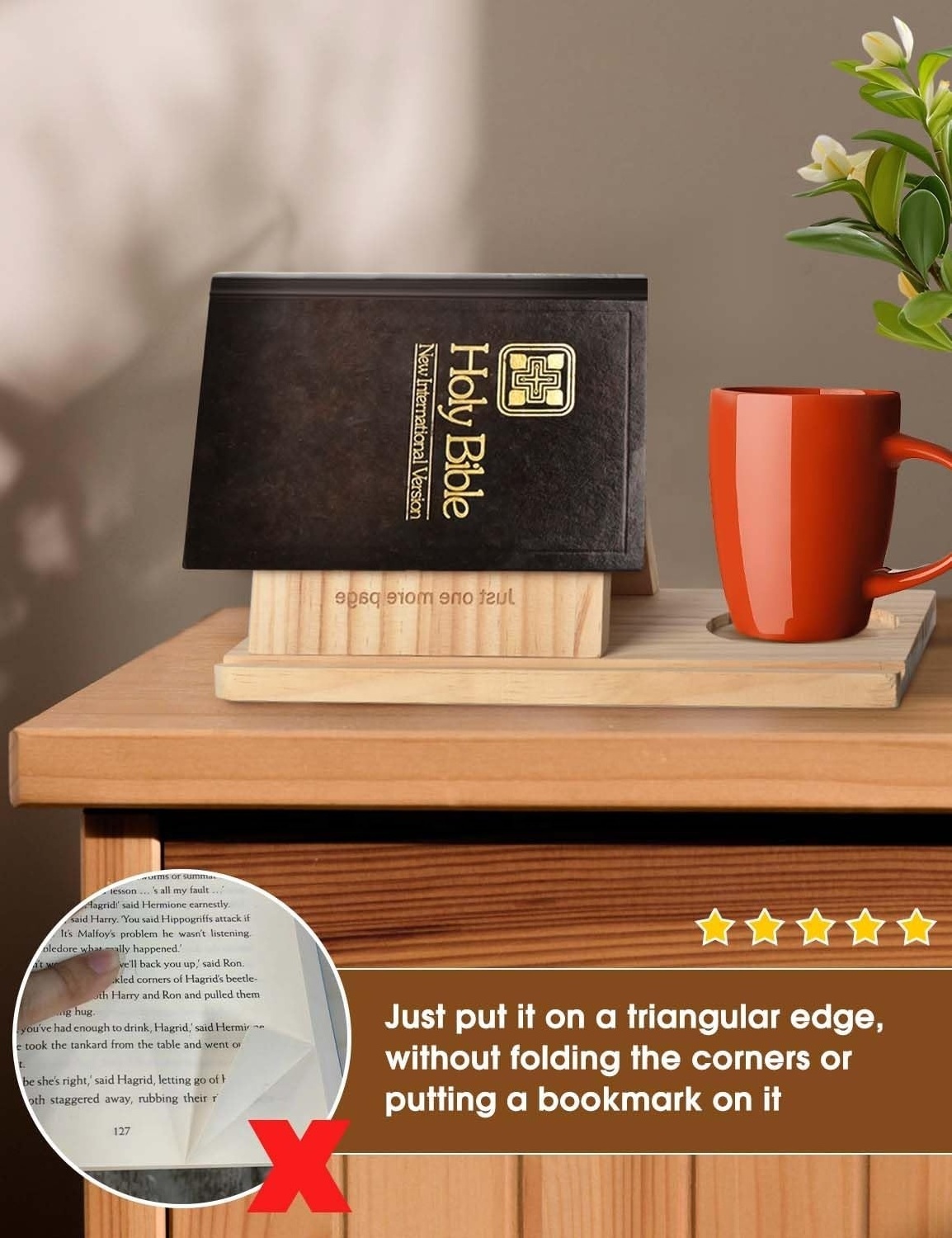 Acacia Wood Book Stand Reading Handmade Rustic Wood Book Holder Portable Decorative Office Home library Stationery Accessories