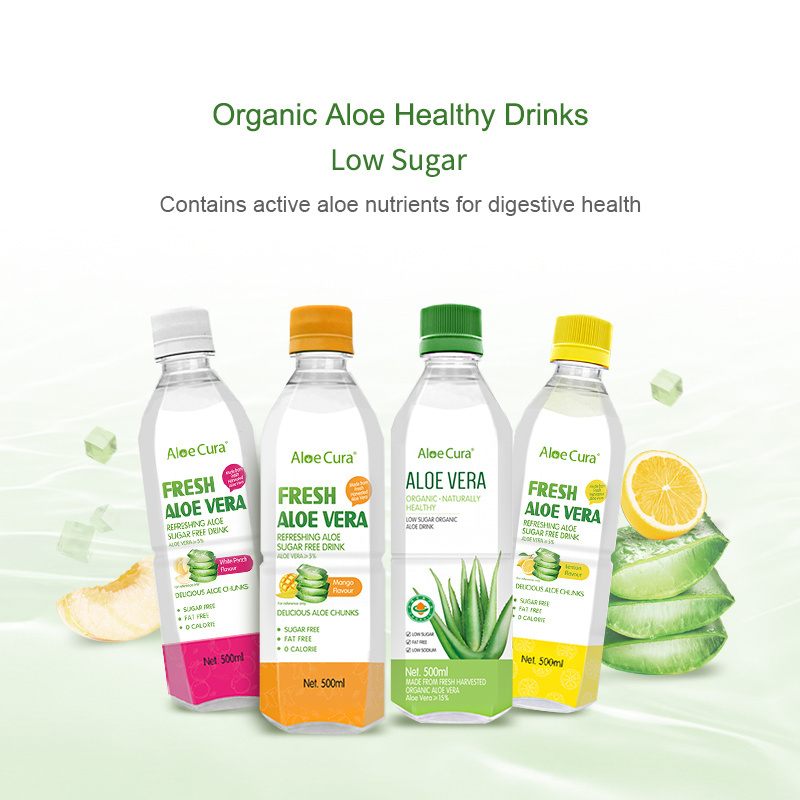 US BRAND HOT SELL DRINKS AloeCure Sugar Free Refreshing Aloe Drink-Lemon/Mango/White Peach Ready-to-Drink Aloe Drinks