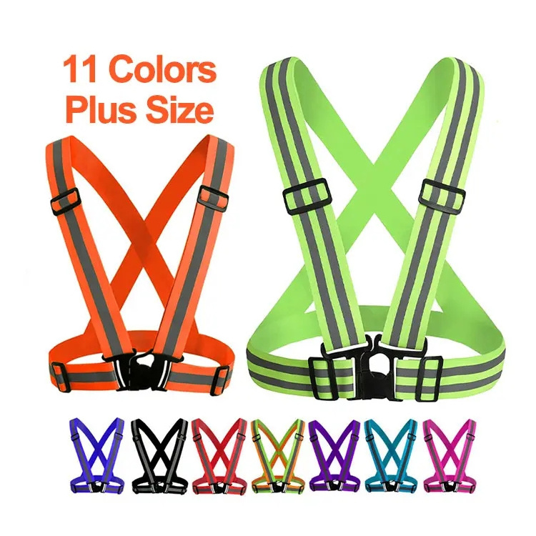 Child Adult Plus Size High Visibility Elasticity Belt Outdoor Cycling Jogging Safety Band Strap Security Reflective Running Vest