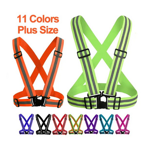 Child Adult Plus Size High Visibility Elasticity Belt Outdoor Cycling Jogging Safety Band Strap Security Reflective Running Vest