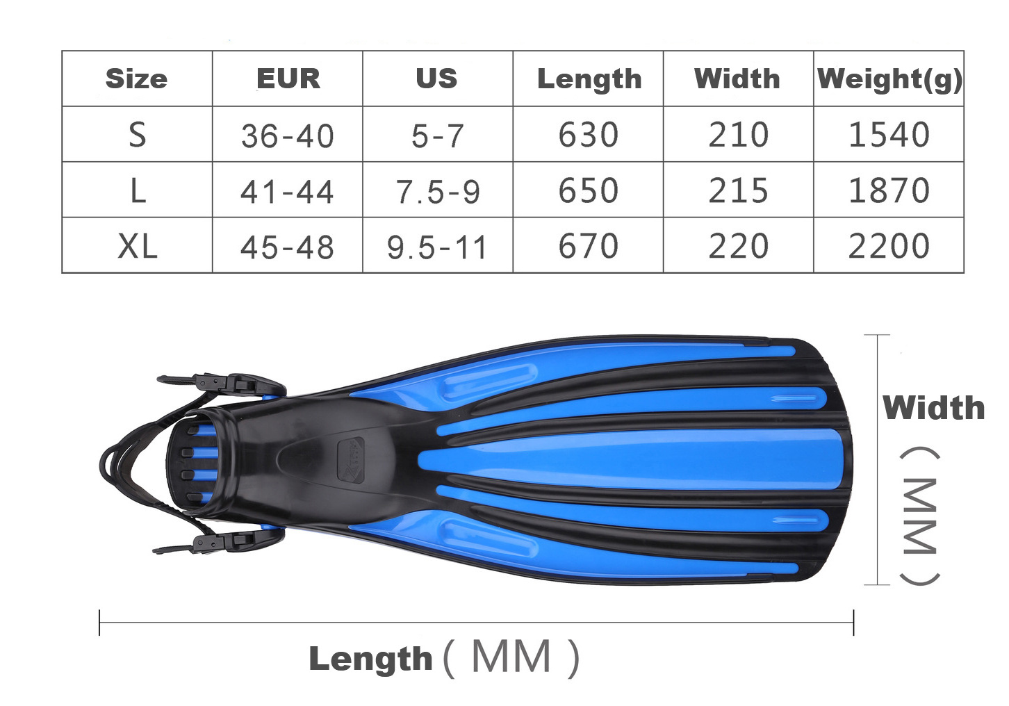 Long Open Heel Adjustable Strap Shoes For Freediving Water Sports Rubber Free Flipper Scuba Diving Swimming Fins