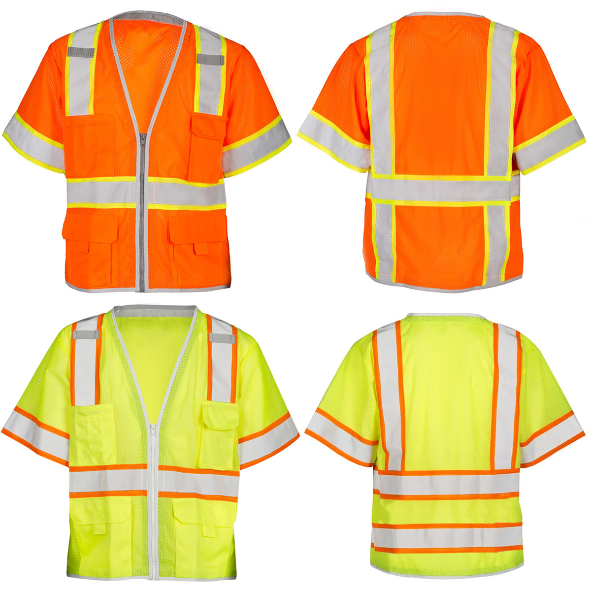 ANSI Class 3 Reflective Safety Clothing S-5XL Sleeved Construction Jacket High Visibility Strip Hi Vis Work Security Safety Vest