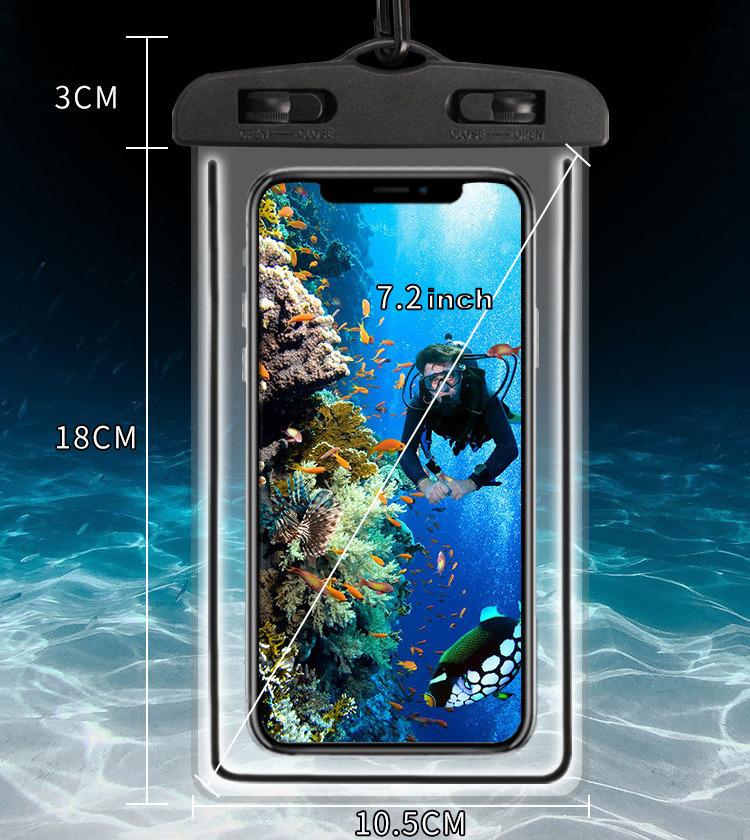 Luminous IPX8 Night Light Swimming Waterproof Cell Phone Bag Cases Underwater Mobile Phone Pouch Dry Bag Cover