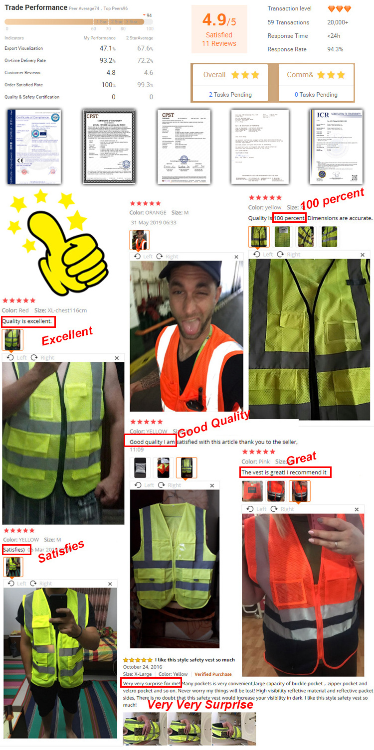 High Visibility Safety Vest for Traffic Work Running Surveyor Security Guard Construction Vest Reflective Strips Clothing