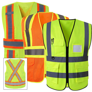 Reflective Vest Night Hi Vis Yellow Security Work Safety Clothing Workwear Traffic Construction Engineer Jacket Reflector Vest