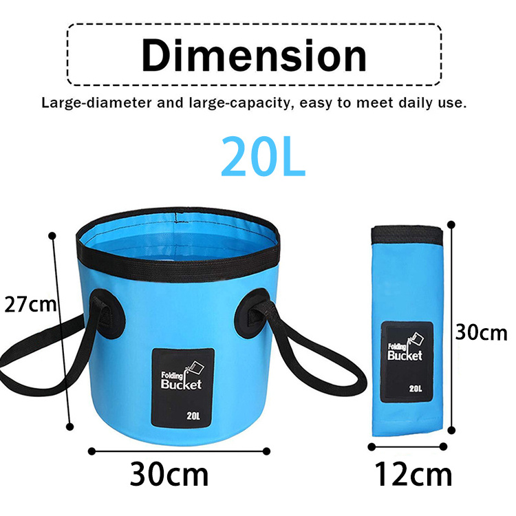 20L 5 Gallon Container Collapsible Folding Water Bucket Portable Wash Basin for Outdoor Travelling Camping Fishing Gardening