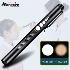 2in 1 White&Yellow LED Penlight Portable Flashlight Work Check light Medical First Aid Pen Torch Emergency Lighting Pen Light