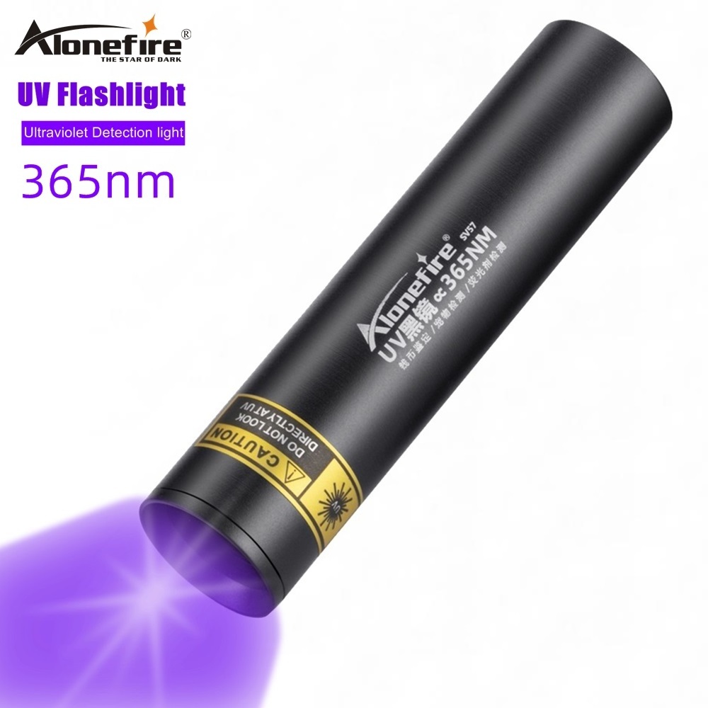 Alonefire SV57 3W 365nm UV Flashlight USB Rechargeable Ultraviolet Torch pets urine Cat tinea Money Ore Scorpion Detection light